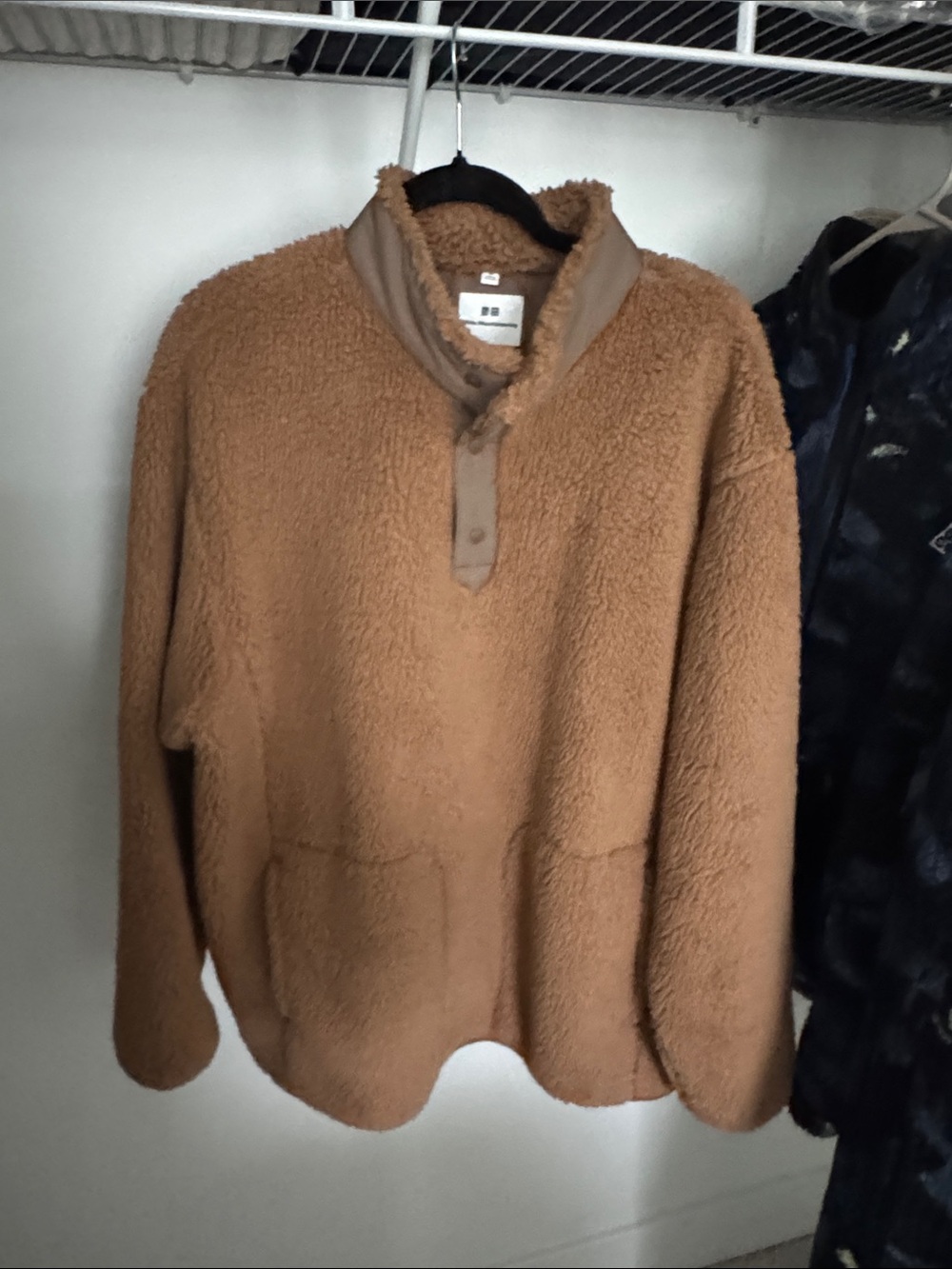 White Mountaineering Tan Sherpa Zip-Up Sweater